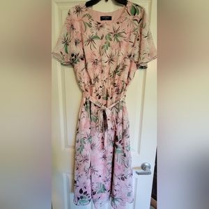 Kasper pink floral midi dress